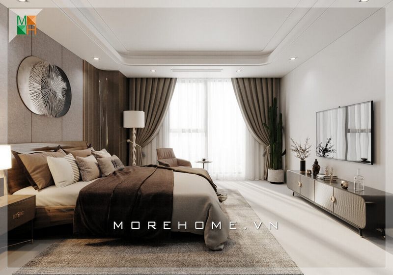 Không gian phòng ngủ hiện đại có thiết kế nội thất để dễ dàng nhận được ánh sáng tự nhiên thông qua cửa sổ thông thoáng. Điều này sẽ giúp cho việc lựa chọn thiết kế nội thất trong phòng ngủ của bạn trở nên dễ dàng hơn.